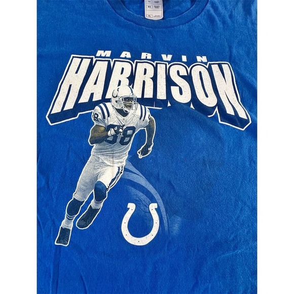 Vintage 00s Marvin‎ Harrison Indianapolis Colts Tee Men's XL Blue NFL - Picture 2 of 8